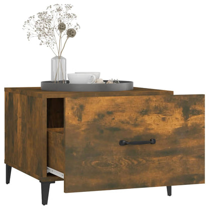 Tavolino da Salotto con Gambe in Metallo Rovere Fumo 50x50x40cm | homemem39
