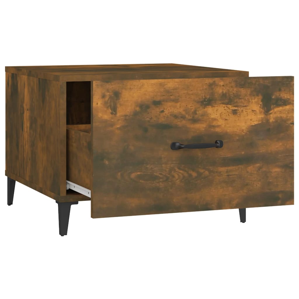 Tavolino da Salotto con Gambe in Metallo Rovere Fumo 50x50x40cm | homemem39