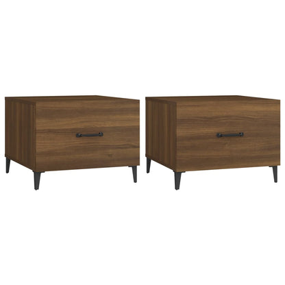 Tavolini Salotto Gambe in Metallo 2pz Rovere Marrone 50x50x40cm | homemem39