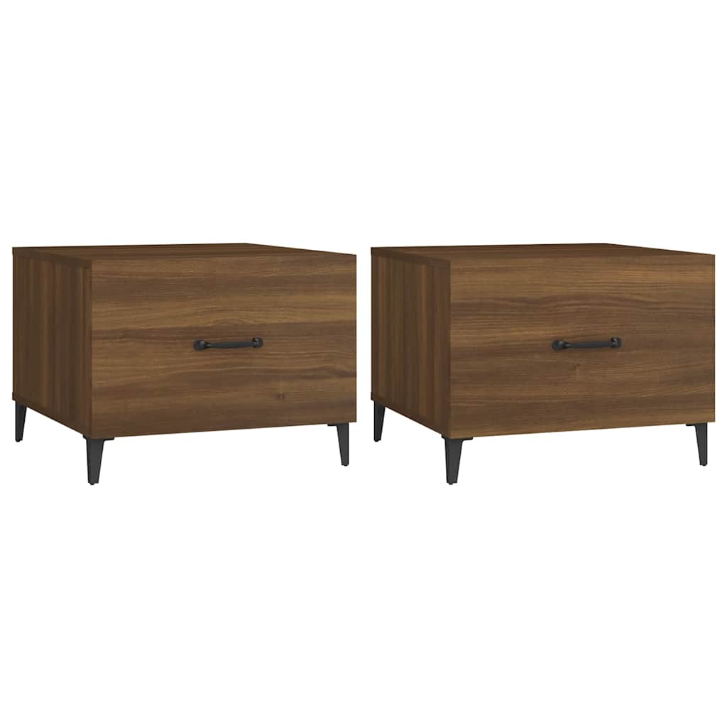 Tavolini Salotto Gambe in Metallo 2pz Rovere Marrone 50x50x40cm
