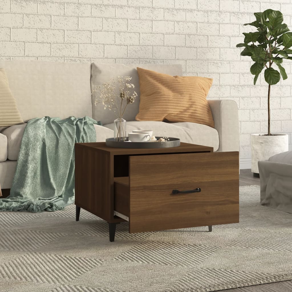 Tavolini Salotto Gambe in Metallo 2pz Rovere Marrone 50x50x40cm | homemem39