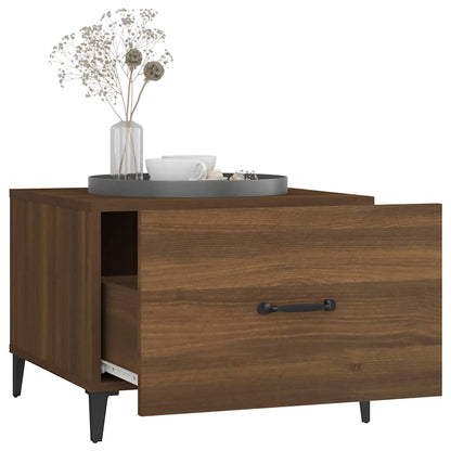 Tavolini Salotto Gambe in Metallo 2pz Rovere Marrone 50x50x40cm