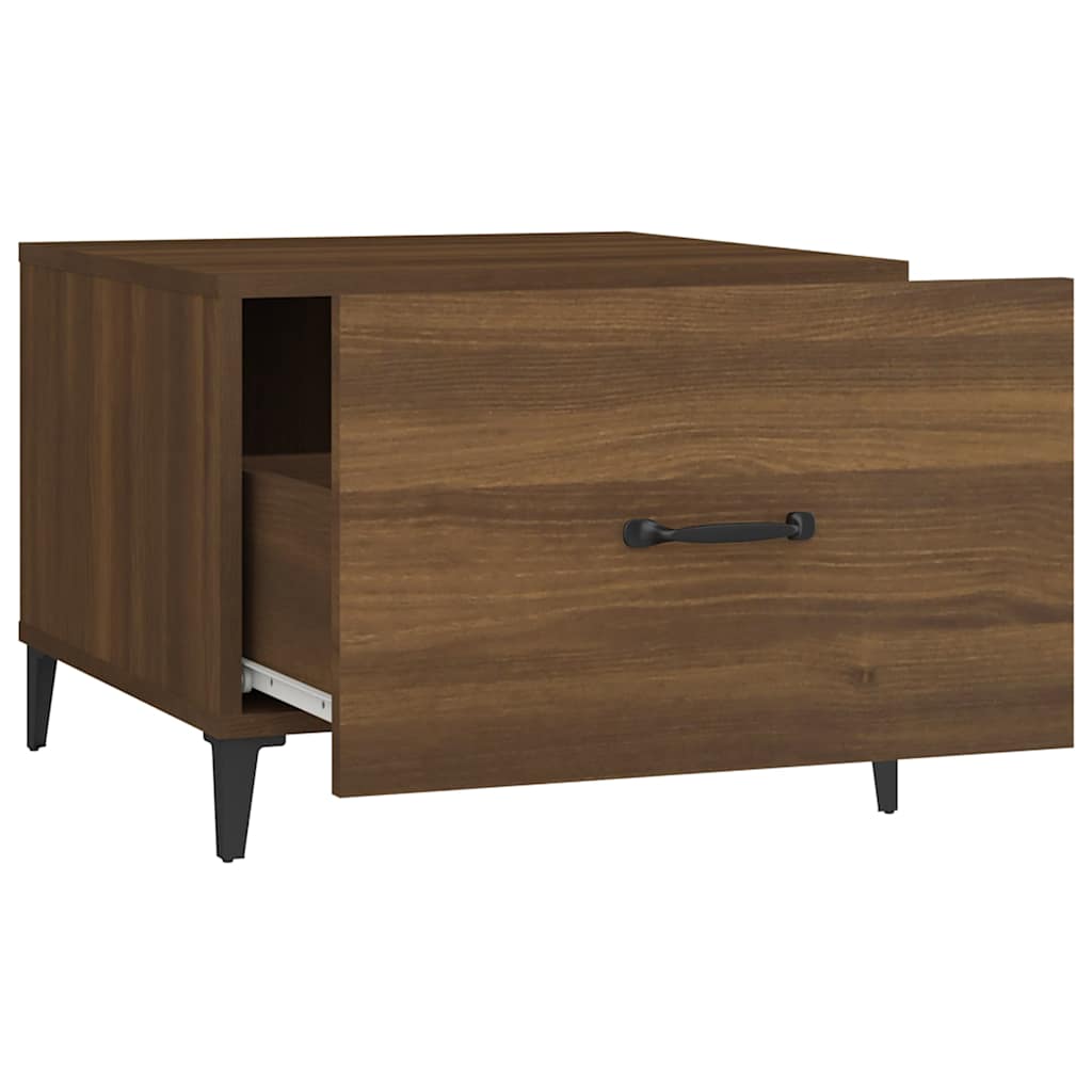 Tavolini Salotto Gambe in Metallo 2pz Rovere Marrone 50x50x40cm