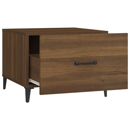 Tavolini Salotto Gambe in Metallo 2pz Rovere Marrone 50x50x40cm