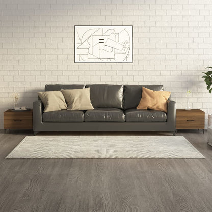 Tavolini Salotto Gambe in Metallo 2pz Rovere Marrone 50x50x40cm | homemem39