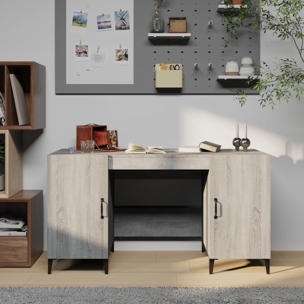 Scrivania Grigio Sonoma 140x50x75 cm in Legno Multistrato | homemem39