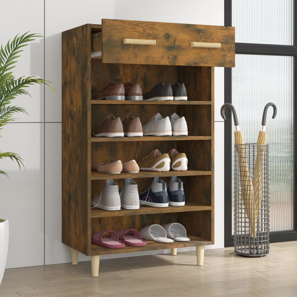 Scarpiera Rovere Fumo 60x35x105 cm in Legno Multistrato | homemem39