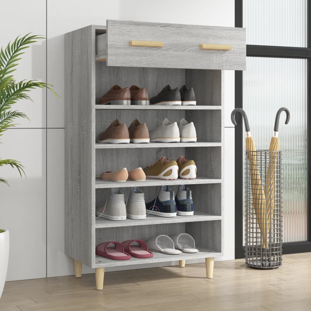 Scarpiera Grigio Sonoma 60x35x105 cm in Legno Multistrato