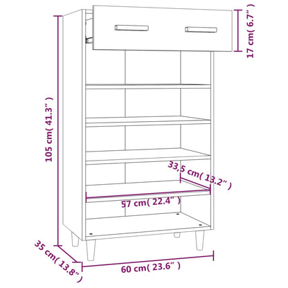 Scarpiera Grigio Sonoma 60x35x105 cm in Legno Multistrato
