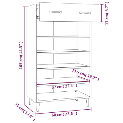 Scarpiera Grigio Sonoma 60x35x105 cm in Legno Multistrato