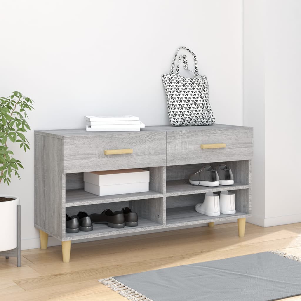 Scarpiera Grigio Sonoma 102x35x55 cm in Legno Multistrato - homemem39