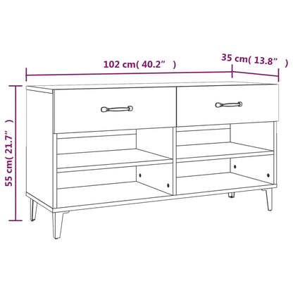 Scarpiera Grigio Sonoma 102x35x55 cm in Legno Multistrato