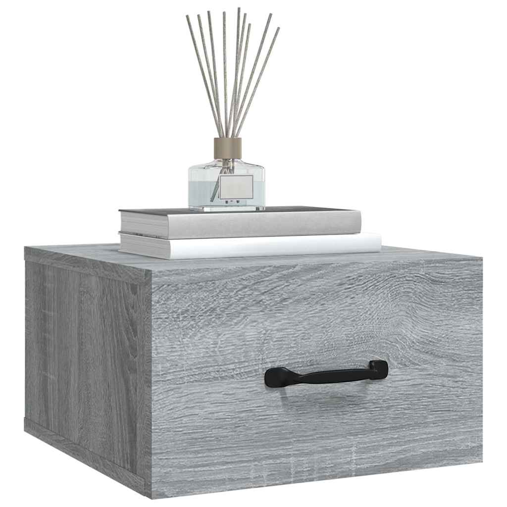 Comodini a Muro 2 pz Grigio Sonoma 35x35x20 cm | homemem39