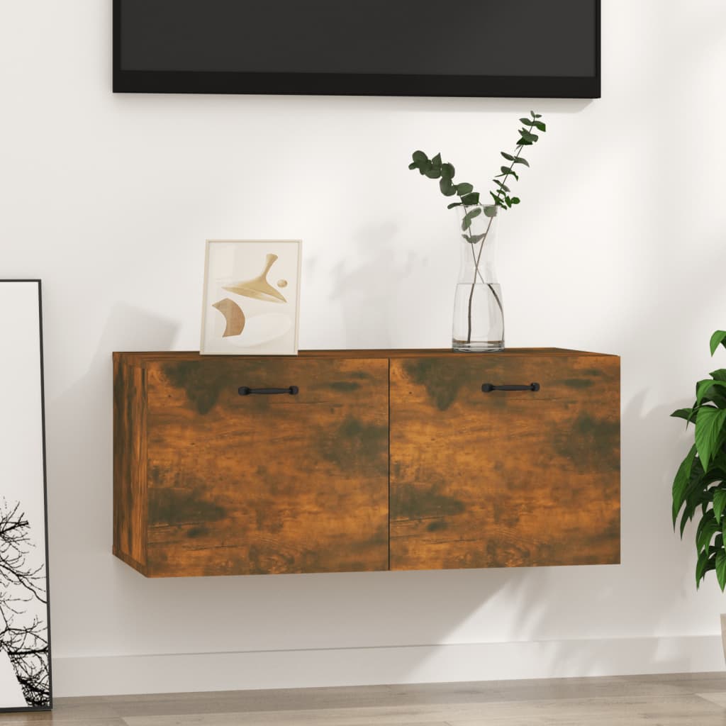 Mobile a Parete Rovere Fumo 80x36,5x35 cm in Legno Multistrato | homemem39