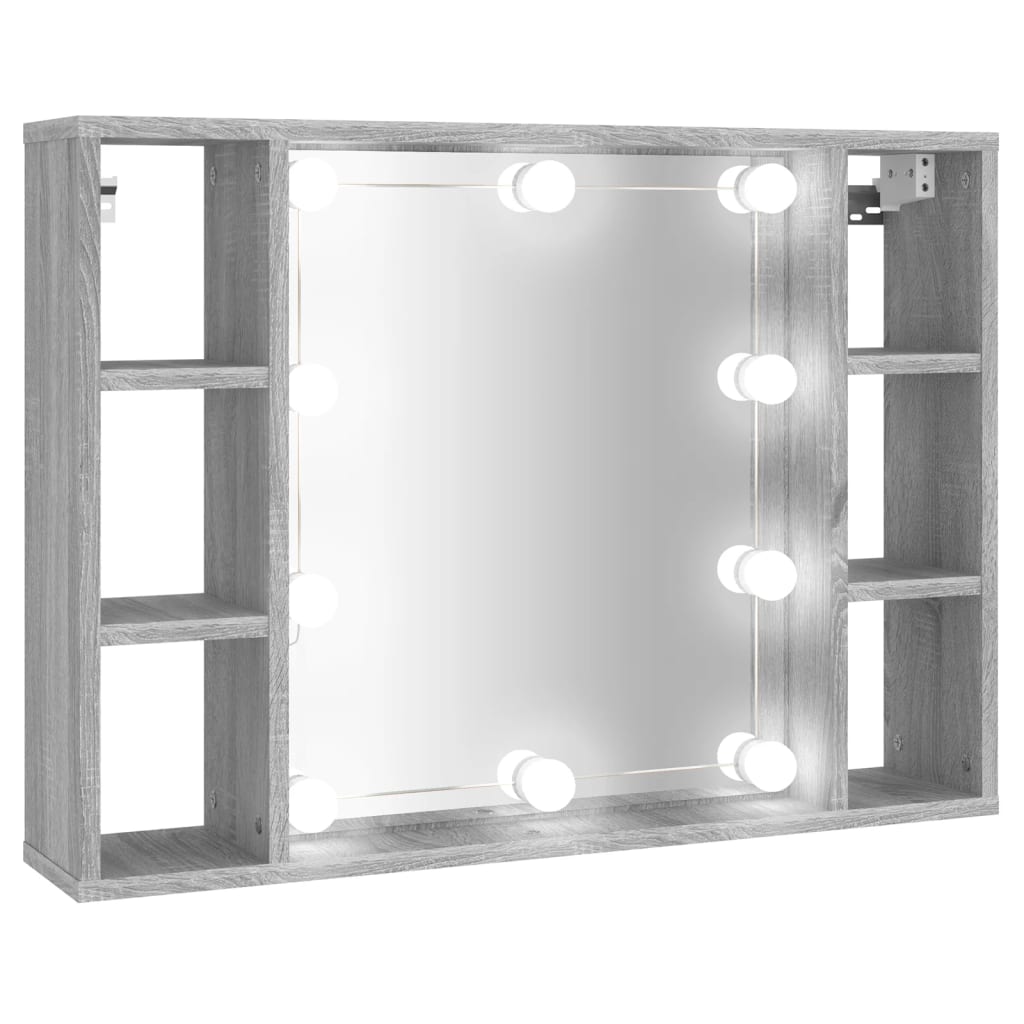 Mobile a Specchio con LED Grigio Sonoma 76x15x55 cm - homemem39