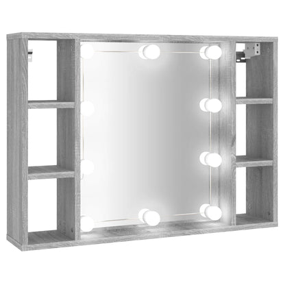 Mobile a Specchio con LED Grigio Sonoma 76x15x55 cm - homemem39