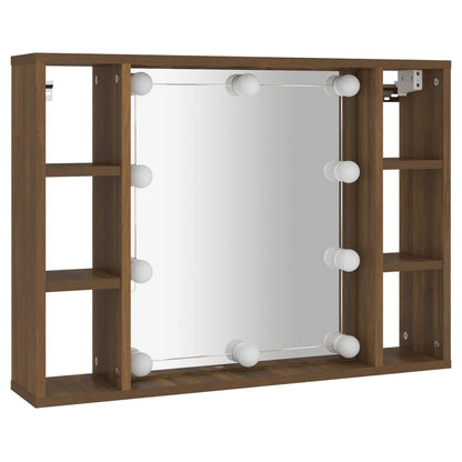 Mobile a Specchio con LED Rovere Marrone 76x15x55 cm | homemem39