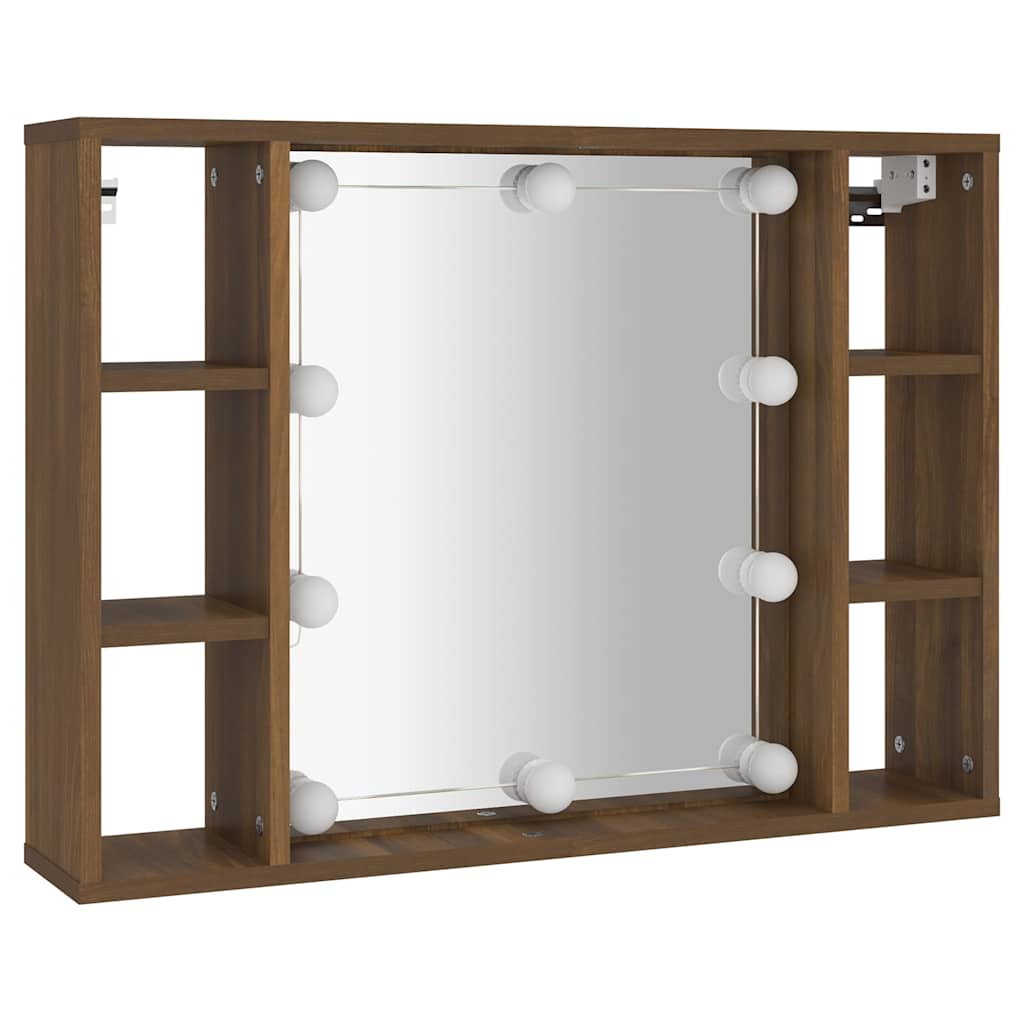Mobile a Specchio con LED Rovere Marrone 76x15x55 cm