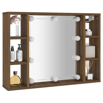 Mobile a Specchio con LED Rovere Marrone 76x15x55 cm | homemem39