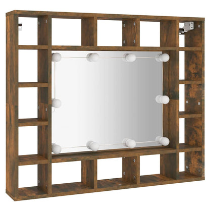 Mobile a Specchio con LED Rovere Fumo 91x15x76,5 cm | homemem39
