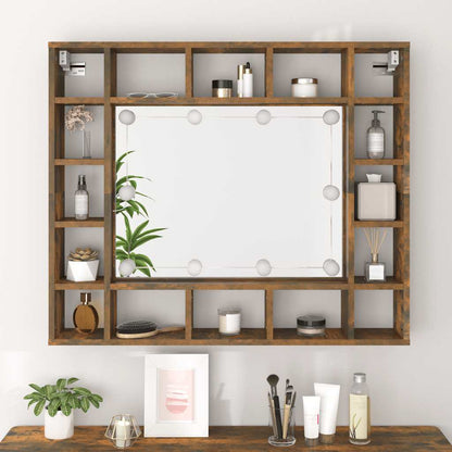 Mobile a Specchio con LED Rovere Fumo 91x15x76,5 cm | homemem39