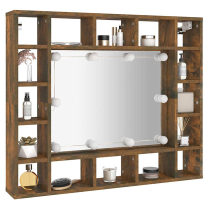 Mobile a Specchio con LED Rovere Fumo 91x15x76,5 cm | homemem39