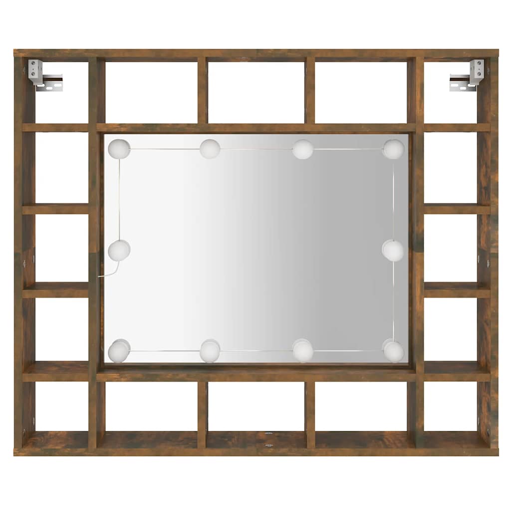 Mobile a Specchio con LED Rovere Fumo 91x15x76,5 cm | homemem39