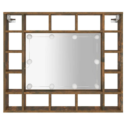 Mobile a Specchio con LED Rovere Fumo 91x15x76,5 cm | homemem39