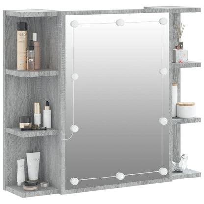 Mobile a Specchio con LED Grigio Sonoma 70x16,5x60 cm