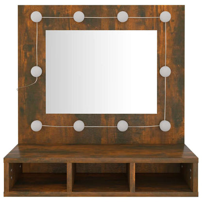 Mobile a Specchio con LED Rovere Fumo 60x31,5x62 cm
