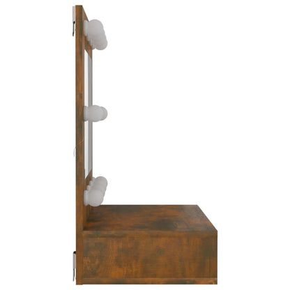 Mobile a Specchio con LED Rovere Fumo 60x31,5x62 cm - homemem39