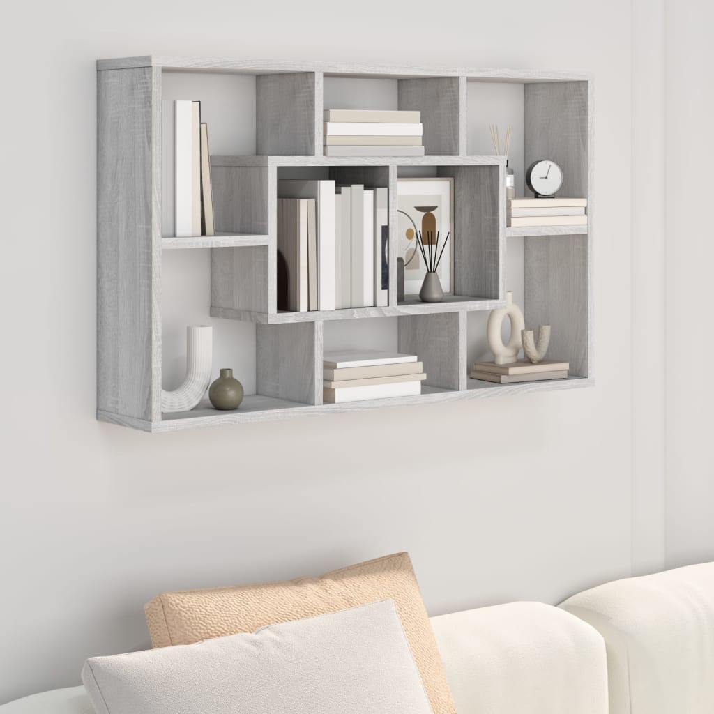 Mensola a Muro Grigio Sonoma 85x16x52,5 cm in Legno Multistrato - homemem39