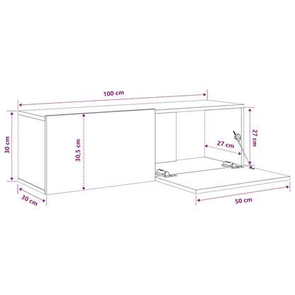 Mobili TV Muro 2pz Grigio Sonoma 100x30x30 cm Legno Multistrato