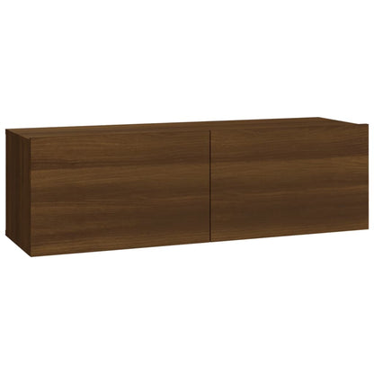 Mobili TV Muro 2pz Rovere Marrone 100x30x30cm Legno Multistrato