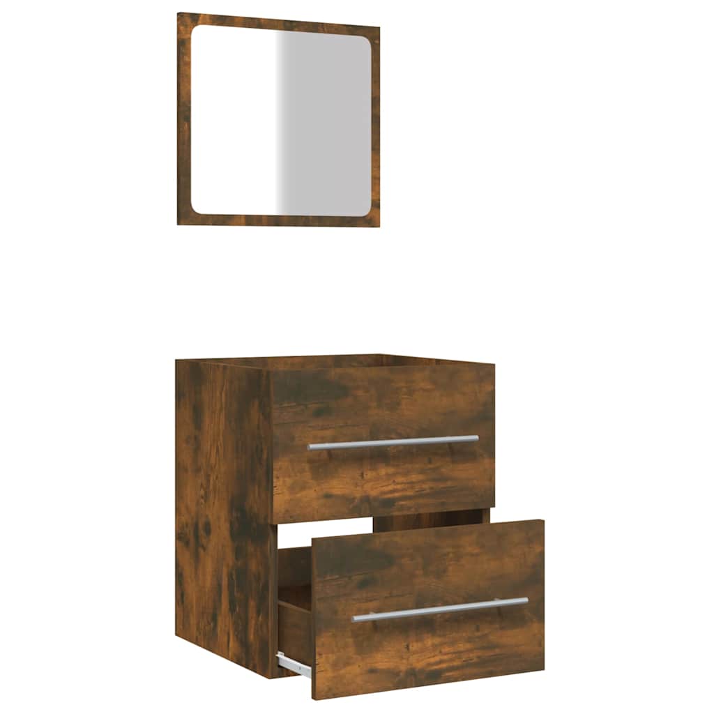 Mobile da Bagno con Specchio Rovere Fumo 41x38,5x48 cm | homemem39