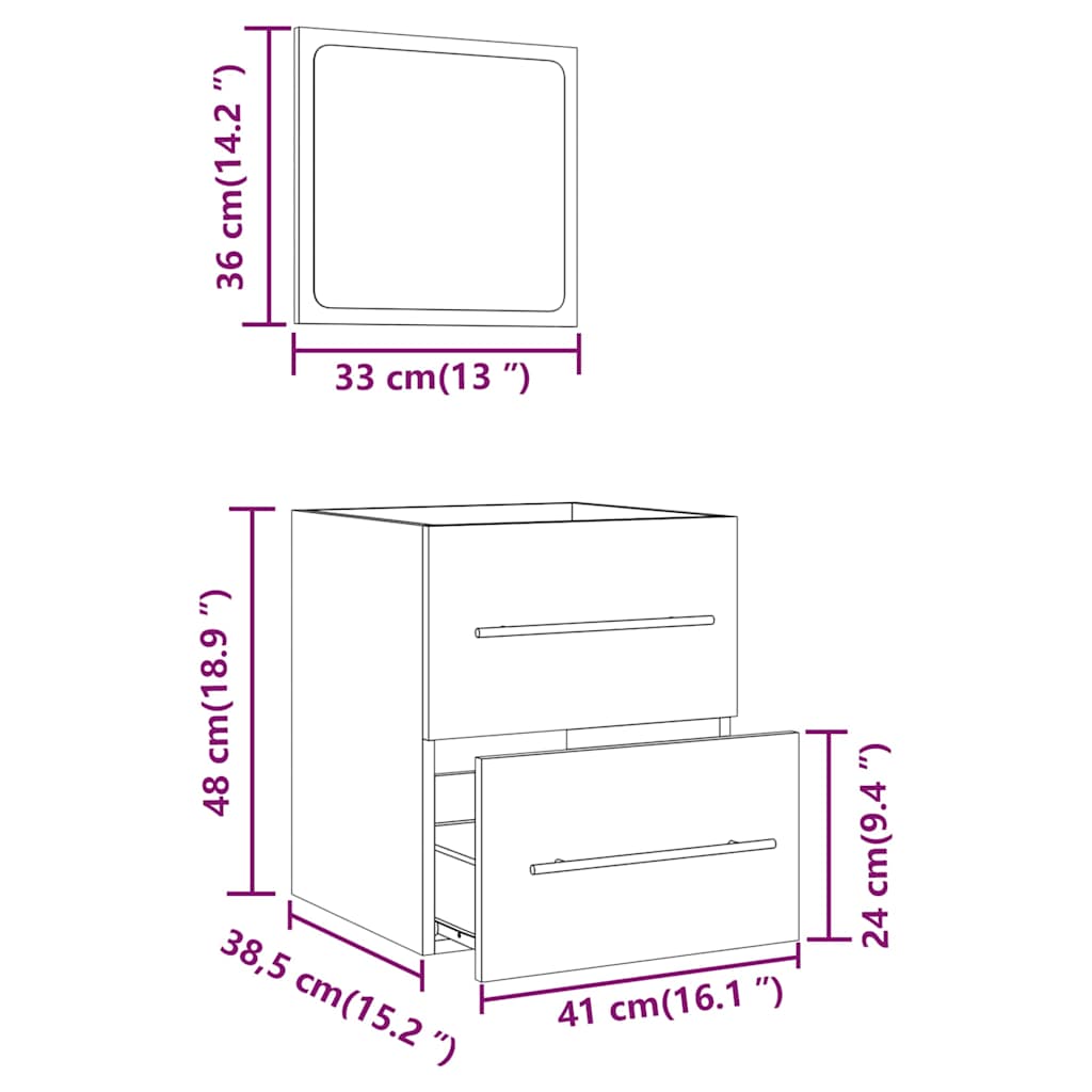 Mobile da Bagno con Specchio Grigio Sonoma 41x38,5x48 cm