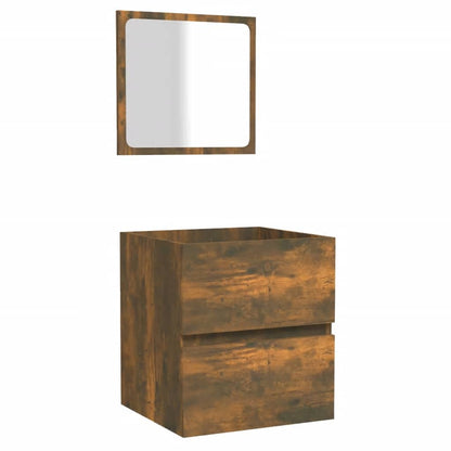 Mobile da Bagno con Specchio Rovere Fumo in Legno Multistrato | homemem39