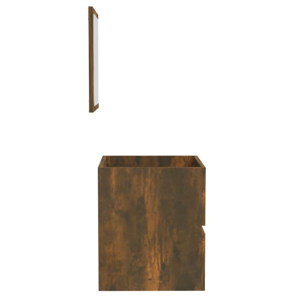 Mobile da Bagno con Specchio Rovere Fumo in Legno Multistrato | homemem39