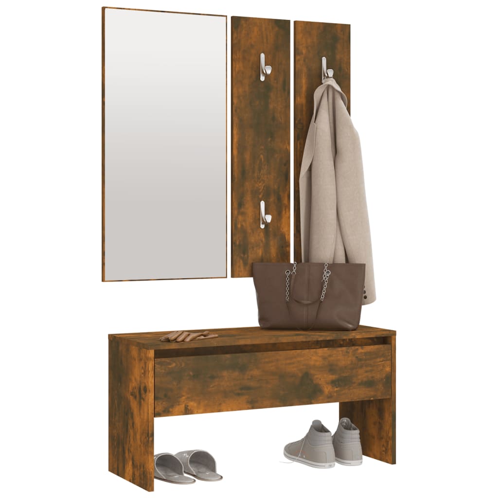 Set di Mobili da Corridoio Rovere Fumo in Legno Multistrato | homemem39