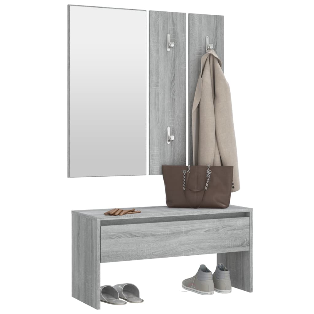 Set di Mobili da Corridoio Grigio Sonoma in Legno Multistrato | homemem39