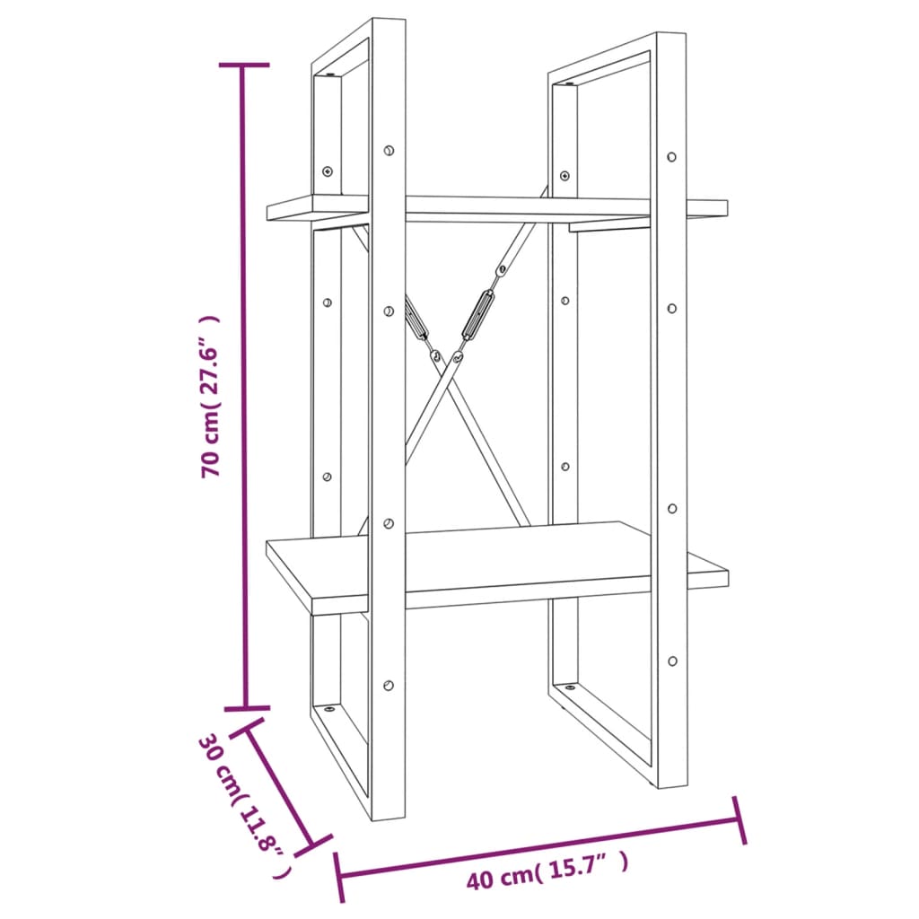 Libreria a 2 Ripiani Grigio Sonoma 40x30x70cm Legno Multistrato | homemem39