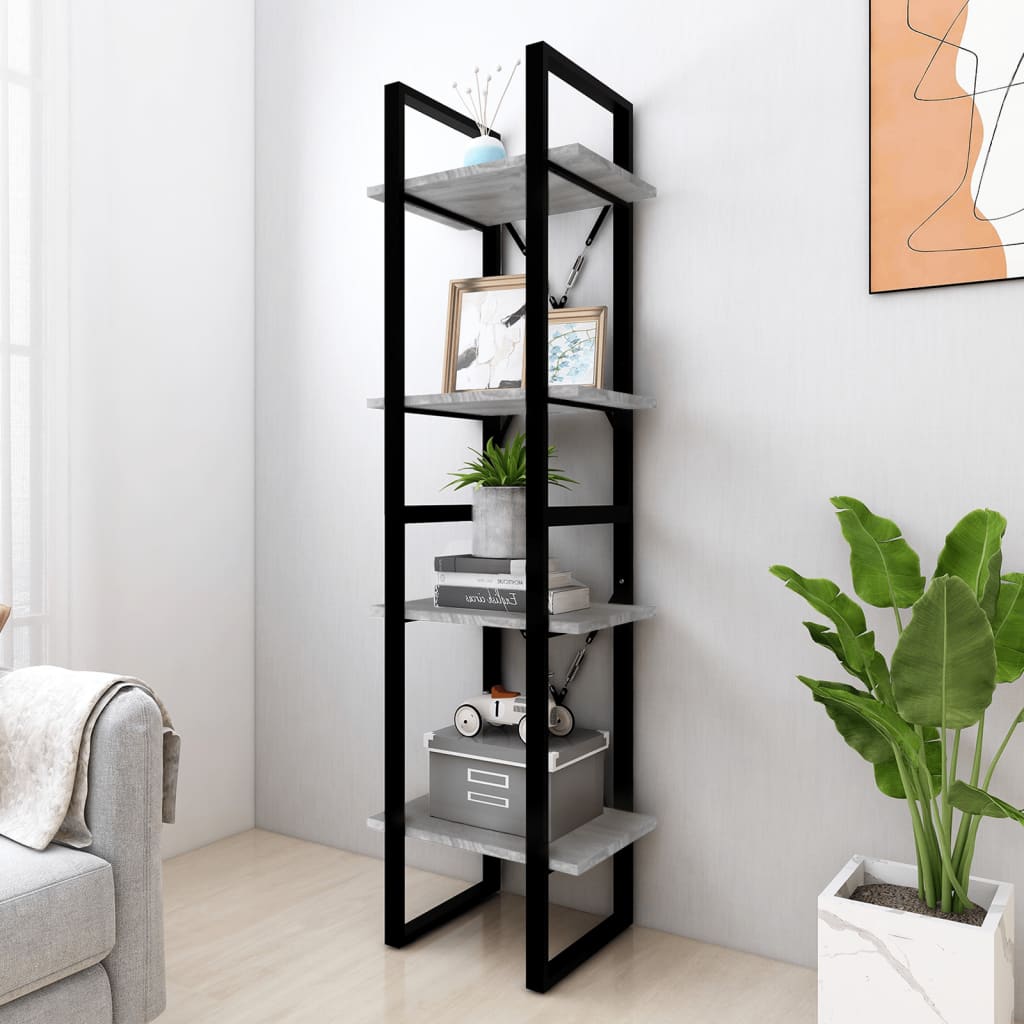 Libreria 4 Ripiani Grigio Sonoma 40x30x140 cm Legno Multistrato | homemem39