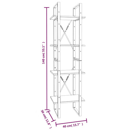 Libreria 4 Ripiani Grigio Sonoma 40x30x140 cm Legno Multistrato | homemem39