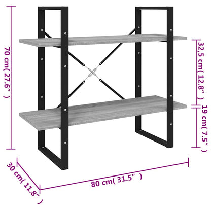 Libreria a 2 Ripiani grigio sonoma legno multistrato