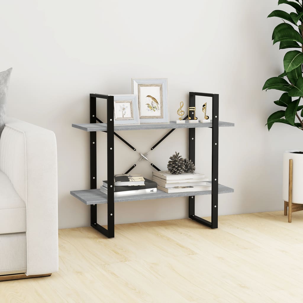 Libreria a 2 Ripiani Grigio Sonoma 80x30x70cm Legno Multistrato | homemem39