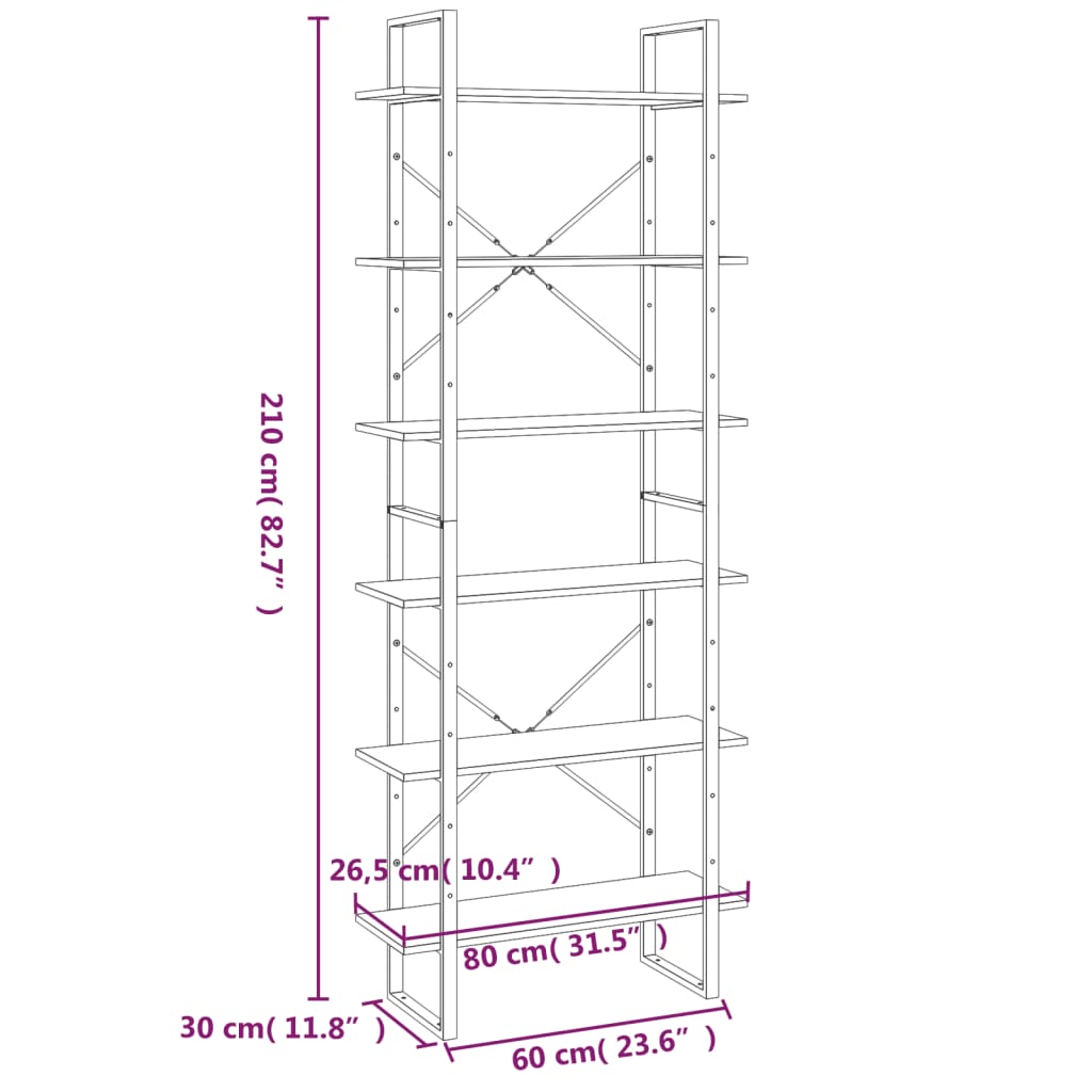Scaffale Alto Grigio Sonoma 80x30x210 cm in Legno Multistrato | homemem39