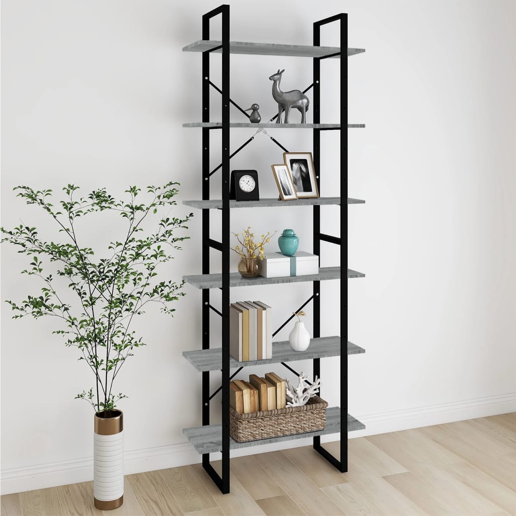 Scaffale Alto Grigio Sonoma 80x30x210 cm in Legno Multistrato | homemem39