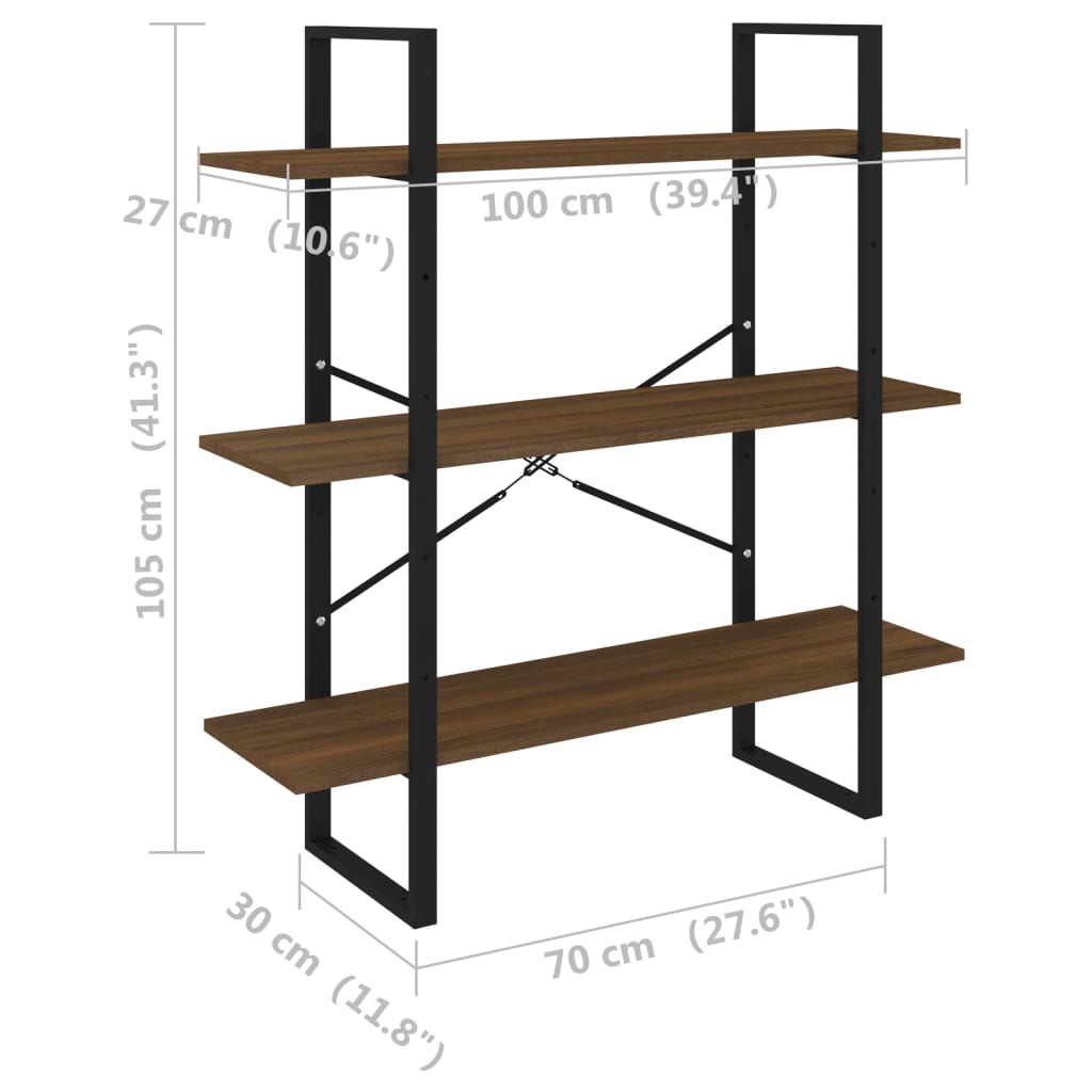 Libreria Rovere Marrone 100x30x105 cm in Legno Multistrato | homemem39