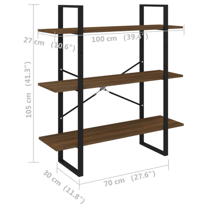 Libreria Rovere Marrone 100x30x105 cm in Legno Multistrato | homemem39