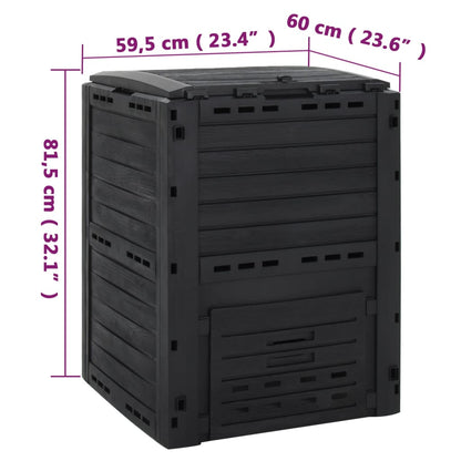 Compostiera da Giardino Nera 280 L in Polipropilene | homemem39